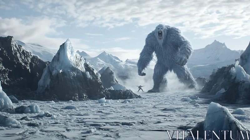 AI ART Giant Yeti Roaming the Arctic Wilderness