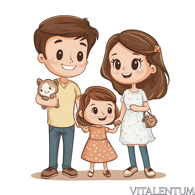 Happy Family Cartoon Image AI Image