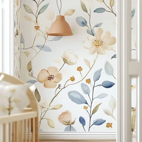 Floral Wallpaper in a Serene Nursery Setting