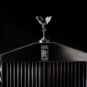 Luxury Car Grille with Iconic Badge and Mascot