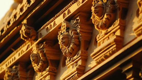 Ornate Facade with Carved Stone Faces