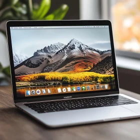 Sleek Laptop with Vibrant Mountain Landscape