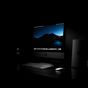 Stylish Tech Workstation in Night Mode