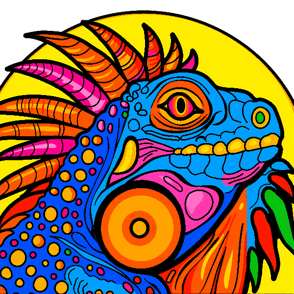 POD Design Psychedelic Iguana T-Shirt Design