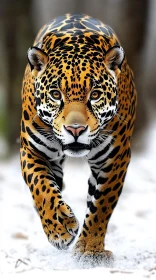 Powerful Jaguar in Snow