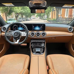 High-End Car Interior with Modern Dashboard and Leather Upholstery