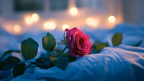 Pink Rose with Bokeh Lights