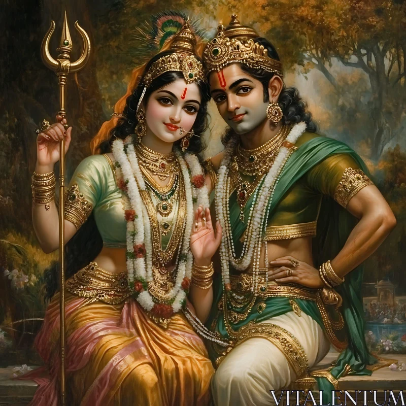 Serene Deity Couple Art AI Image