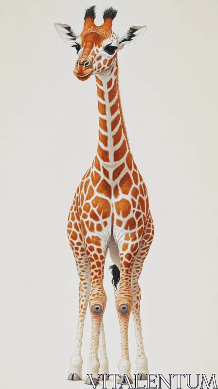 Wild Giraffe Front View AI Image