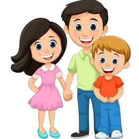 Happy Family Cartoon Illustration