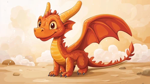 Cute Orange Dragon Character Design