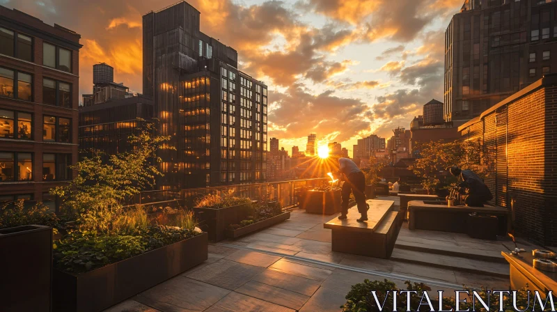 City Rooftop at Sunset AI Image