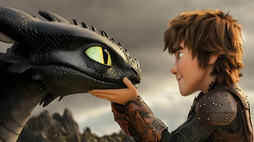 Animated Dragon and Boy Portrait