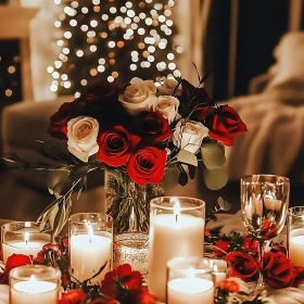 Festive Roses and Candles Decoration