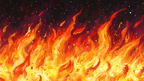 Fiery Inferno Under Starry Heavens