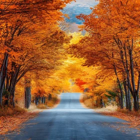 Scenic Autumn Road with Colorful Trees