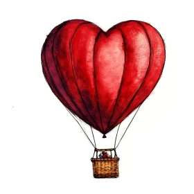 Red Heart Balloon in the Sky