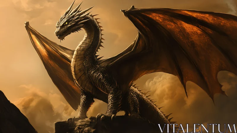 AI ART Fantasy Dragon with Outstretched Wings