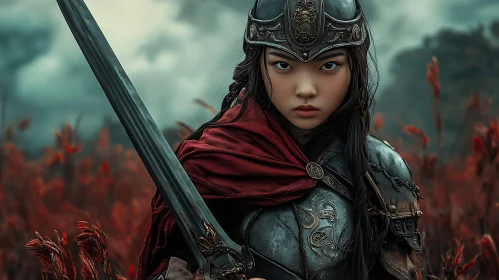 Asian Woman Warrior with Sword
