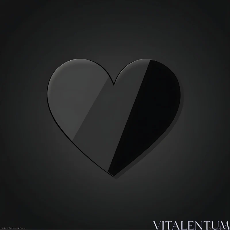 Monochromatic Heart Shape on Black AI Image