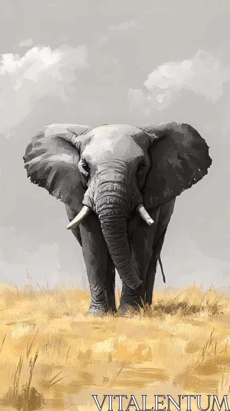 AI ART Elephant Portrait in Golden Field