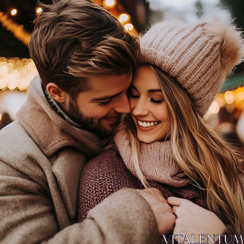 Couple's Intimate Winter Moment AI Image