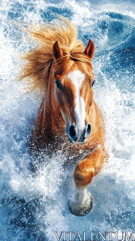 AI ART Horse with Ocean Waves