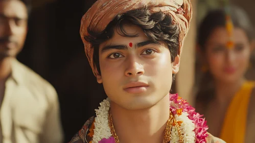 Youthful Man in Traditional Clothing