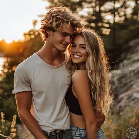 Couple's Embrace at Golden Hour