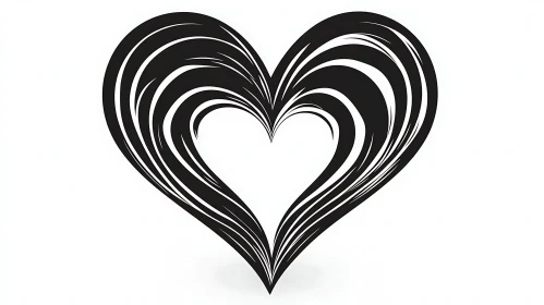 Abstract Heart with Flowing Lines