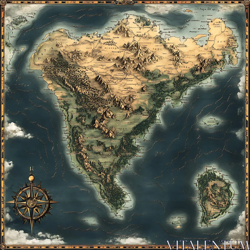 AI ART Imaginary Lands Cartography Print