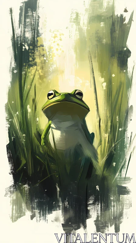 AI ART Frog and Tall Grass Artwork