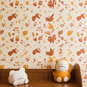 Whimsical Animal-Themed Wallpaper and Plush Toys