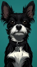 Artistic Portrait of a Black and White Dog
