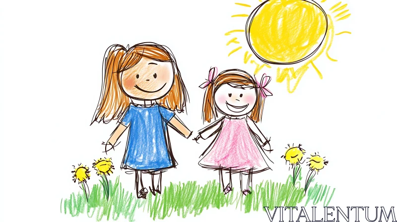 Child's Play: A Sunny Day Sketch AI Image