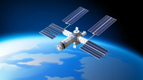 Orthogonal Realistic Space Station Floating Above Earth | Creative Commons Attribution