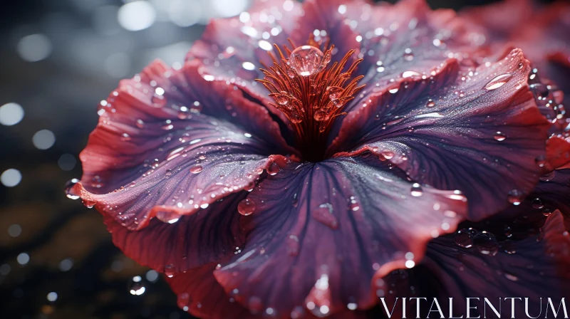 Photorealistic Hibiscus Flower with Water Drops: A Blend of Tradition and Innovation AI Image
