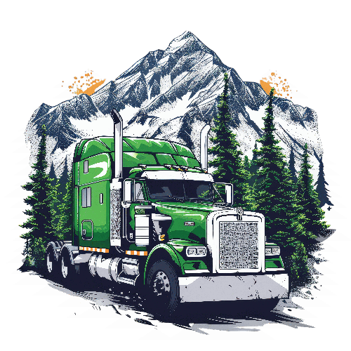 Retro Kenworth Semi-Truck in Mountainous Landscape POD Design