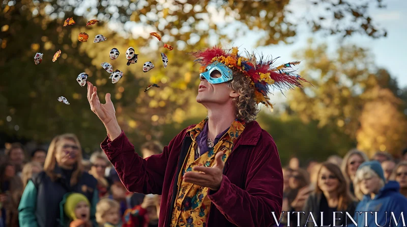 Mask Juggling Performance in the Park