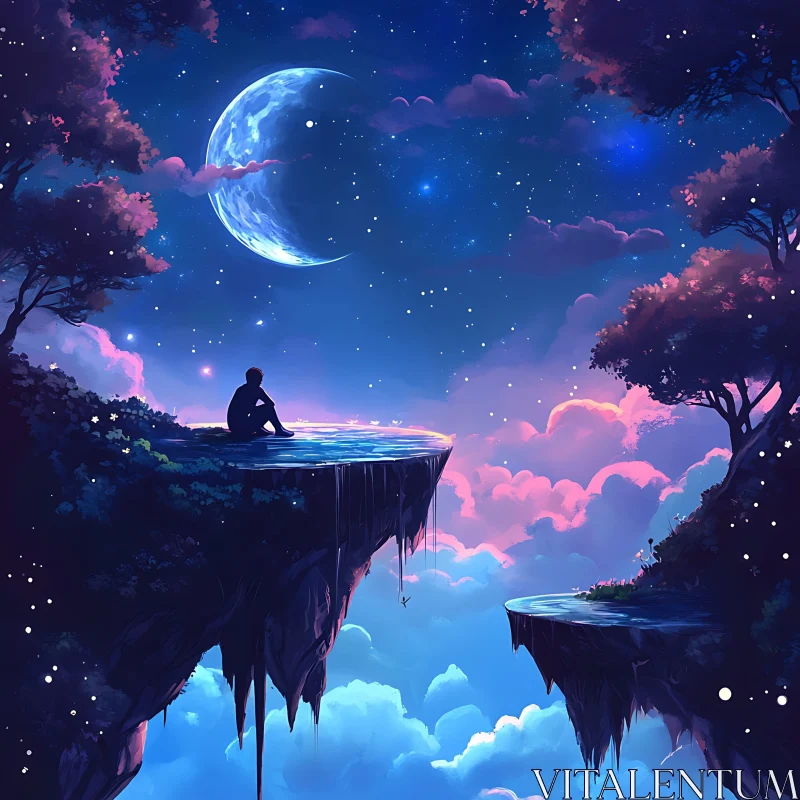 Floating Island Moonlit Night