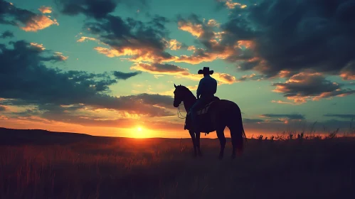 Lone Rider at Dusk