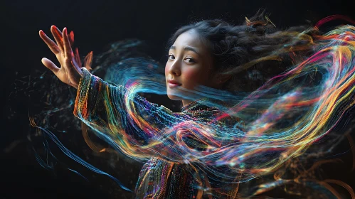 Woman in Light Painting Art