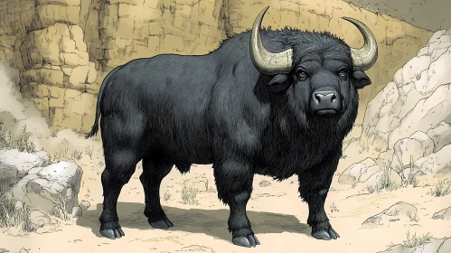 Wild Bull in Rocky Wilderness