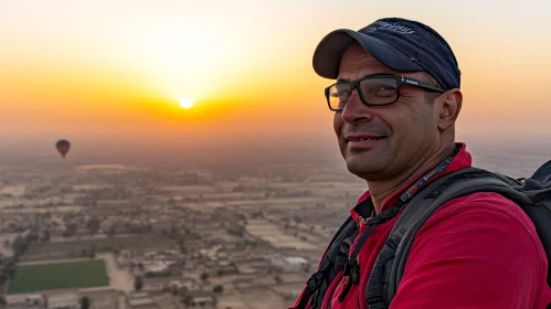 Sunset Portrait with Distant Balloon
