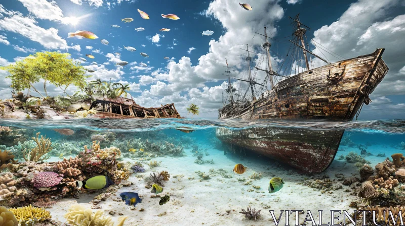 Underwater Shipwreck and Marine Life