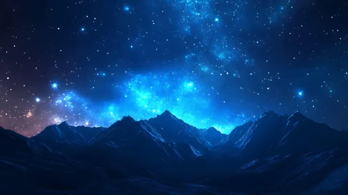 Starry Night Over Mountain Peaks