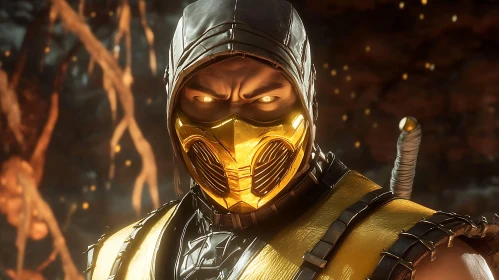 Masked Warrior with Intense Gaze