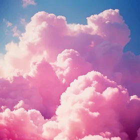 Ethereal Pink Clouds Against Blue Sky