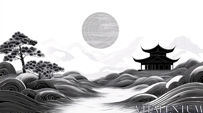 Monochrome Zen Landscape