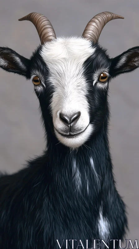 Lifelike Goat with Curved Horns